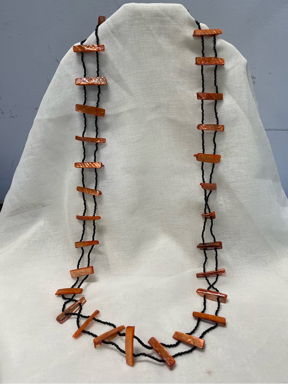 Handmade Salmon Pink Dyed Shell Bar Bead Necklace - Women Jewelry
